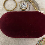 MAROON VELVET CLUTCH